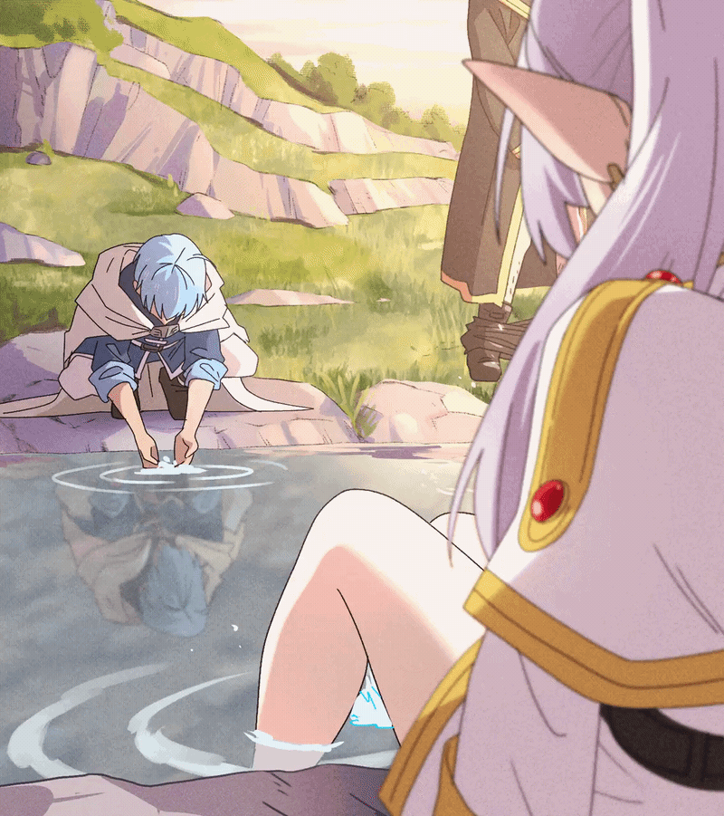 Frieren kicking feet